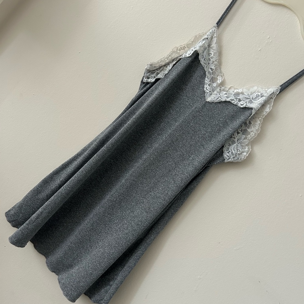SHEIN Gray Lace-Accent Chemise